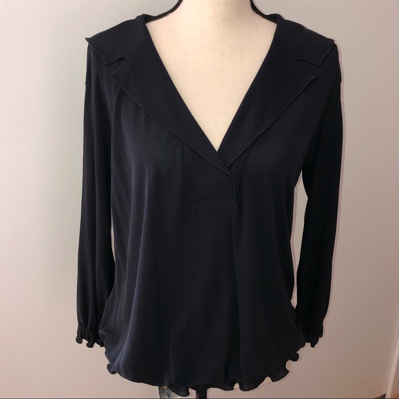 Charles Nolan | New York | navy blue silk top | M - Picture 1 of 5